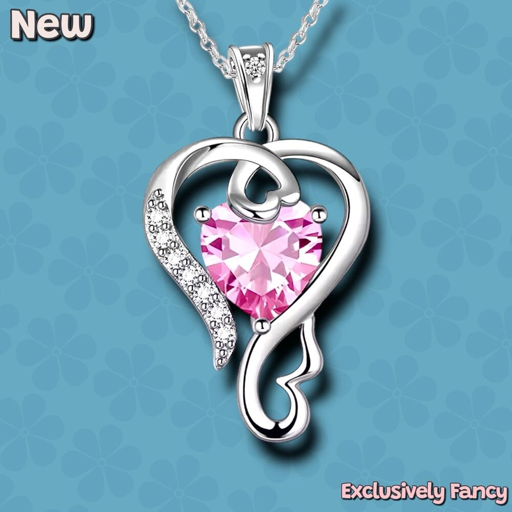 Exclusively Fancy Pink Heart Cubic Zirconia Pendant Necklace – New
